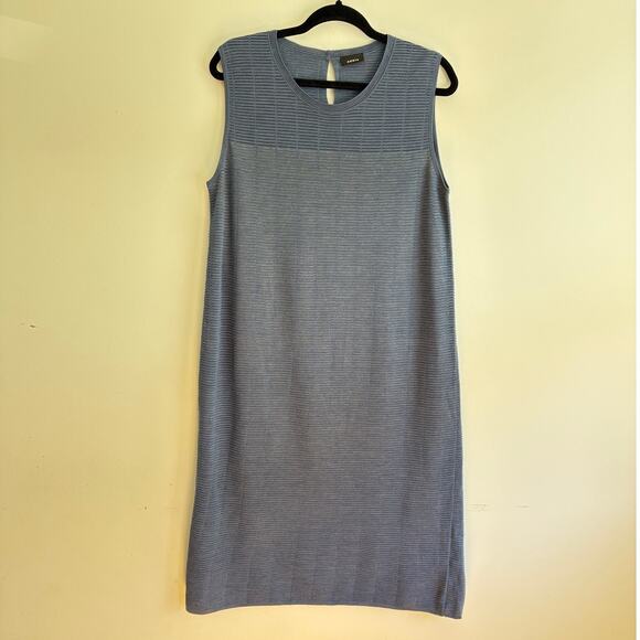 AKRIS Wool and Silk Textured Grid Optics Dress Fully Silk Lined Large Blue - Picture 11 of 13